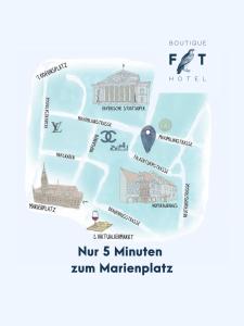un mapa de la intersección del tranvía de los monovolúmenes en Hotel Falkenturm en Múnich