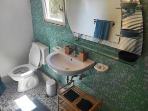 a bathroom with a sink and a toilet and a mirror at Sea House Bassi in Kraljevica +54 photos