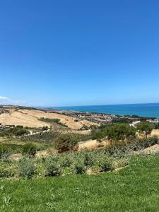 un campo de hierba con el océano en el fondo en Casale Adriatico B&B, en Pineto