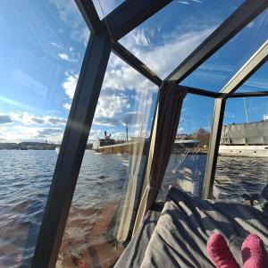 a view of the water from a boat at Aurora Hut Savonlinna in Savonlinna