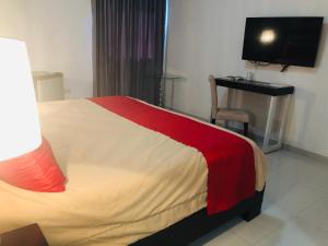 TV a/nebo společenská místnost v ubytování Dpravia Hotel SRL