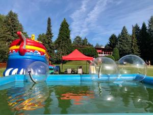 een waterpark met een zwembad met een glijbaan bij Juniorcamp Nová Živohošť in Křečovice