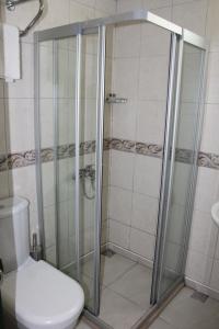La salle de bains est pourvue d'une cabine de douche et de toilettes. dans l'établissement Avlu Hotel, à Kemer