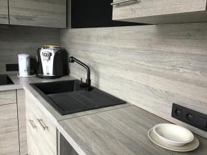 A kitchen or kitchenette at Studio Gardenroom Guesthouse De Steenberg met wellness & tuinzicht