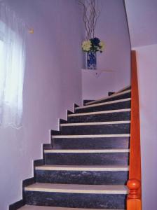 a set of stairs with a vase of flowers on it at Magdalini in Votsi