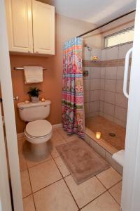 a bathroom with a toilet and a shower at Sandpiper 120B in Princeville