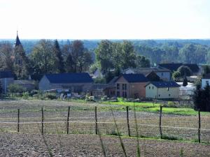 a village with a field and a fence at Landferienhaus Havelland in Kloster Lehnin in Trechwitz