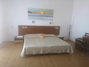 a bedroom with a bed and a painting on the wall at Family Hotel Verona in Sozopol