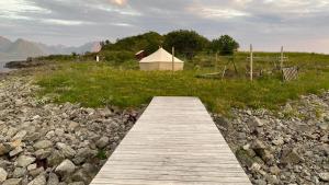 MelbuにあるSiløya Basecampのテント付き畑につながる木道