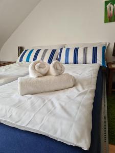 施韋青根的住宿－希維切因根公寓，床上的2条毛巾和2条毛巾