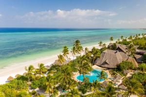 an aerial view of the beach and the ocean at Zanzibar Queen Hotel in Matemwe