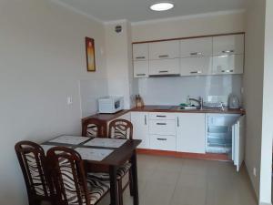 Virtuvė arba virtuvėlė apgyvendinimo įstaigoje Apartament w Bursztynowych Komnatach