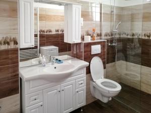 a bathroom with a white sink and a toilet at Holiday Home Dekany - FOD151 by Interhome in Balatonfenyves