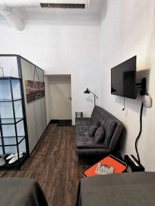 Televízia a/alebo spoločenská miestnosť v ubytovaní Industrial Studio am Neuen Dom
