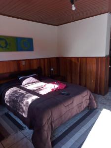 a bedroom with a large bed in a room at Chalés 4 Estações in Monte Verde