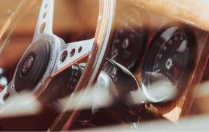 a close up of a steering wheel of a car at Brandmayerhof in Oberding