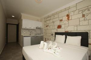 Η κουζίνα ή μικρή κουζίνα στο Lebedos Apart Hotel 1