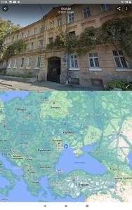 a map of europe in front of a building at Devolano 1 in Odesa