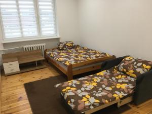 a room with two twin beds and a window at Pokoje we Wrzeszczu (Gdańsk) in Gdańsk
