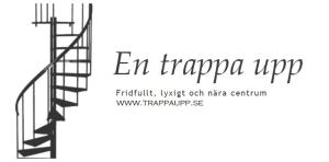a sign with a staircase and the words en trapper up at En trappa upp in Malmö