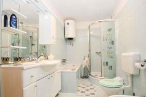 a bathroom with a toilet sink and a shower at Apartment in Pula/Istrien 11064 in Vintijan
