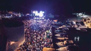 a large crowd of people at a concert at night at Apartment Lopar 12 in Lopar