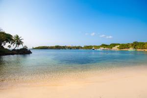 a view of a beach with palm trees and the water at Bella Luna Beach Condo #227462 in West End