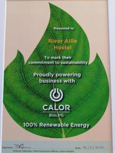 a picture of a green leaf with the words solar elite hospital at Aille River Tourist Hostel Glamping Doolin in Doolin