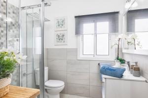 a bathroom with a toilet and a shower at Casa Montserrat in Los Llanos de Aridane +37 photos