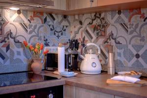 a kitchen with a counter with a blender on it at Villa Zanino in Veliko Grablje