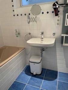 a bathroom with a sink and a toilet and a tub at Villa Grassenberg in Marburg an der Lahn