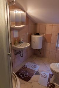 a small bathroom with a sink and a toilet at Apartment in Mundanije with balcony, air conditioning, WiFi (4912-1) in Mundanije