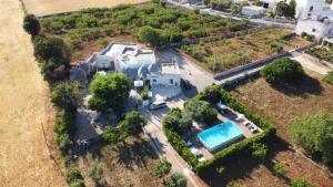 an aerial view of a house with a swimming pool at Trulli di Rosa in Locorotondo