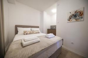 Posteľ alebo postele v izbe v ubytovaní Beachfront Apartments and Rooms