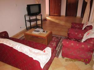 TV a/nebo společenská místnost v ubytování Le Rhododendron Chambres D'hotes