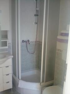 a bathroom with a shower and a toilet at Ana Rooms in Krk +37 photos