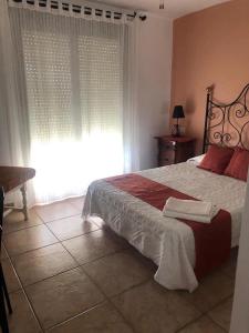 een slaapkamer met een groot bed en een raam bij APARTAMENTO ZAHARA DE LOS ATUNES in Zahara de los Atunes