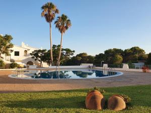 a large swimming pool with palm trees in the background at Casa Pelícano in Son Parc