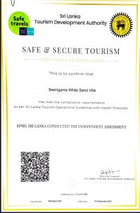 Certifikát, hodnocení, plakát nebo jiný dokument vystavený v ubytování White Sand Villa - Beach front