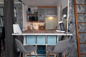 Nhà bếp/bếp nhỏ tại Le Mini Loft Montargis centre 1 à 4 personnes climatisation parking linge wifi freebox Netflix, Vélos en option