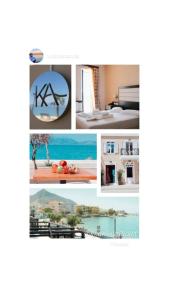 a collage of photos of a hotel room at Hotel Kyani Akti in Xylokastro