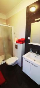 ストンにあるApartments Maritaのトイレ、洗面台、シャワー付きのバスルーム +26枚の写真