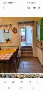 a kitchen with a table and a dining room at Przytulny apartament-cosy and beautiful in Żywiec