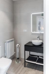 a bathroom with a sink and a mirror at Apartamento Urrizti in Alsasua