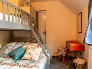 a bedroom with a bunk bed and a ladder at Eleri Cottage in Great Malvern