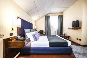 Habitación de hotel con cama y TV en Corsaro Etna Hotel&SPA en Nicolosi