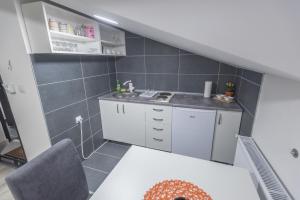 Kuchyň nebo kuchyňský kout v ubytování Apartmani Centar Loznica