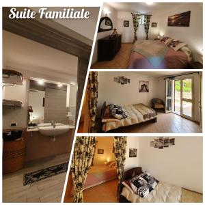 a collage of pictures of a hotel room with a suite family at VILLA SABA in Olbia
