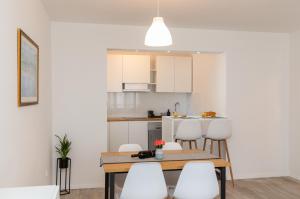 Kuchyň nebo kuchyňský kout v ubytování Two Flowers Luxury Apartment