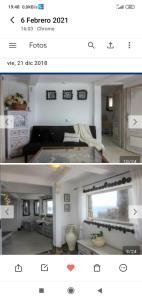 2 fotos de una sala de estar y una cocina en Romantic Atlantic, en Güímar